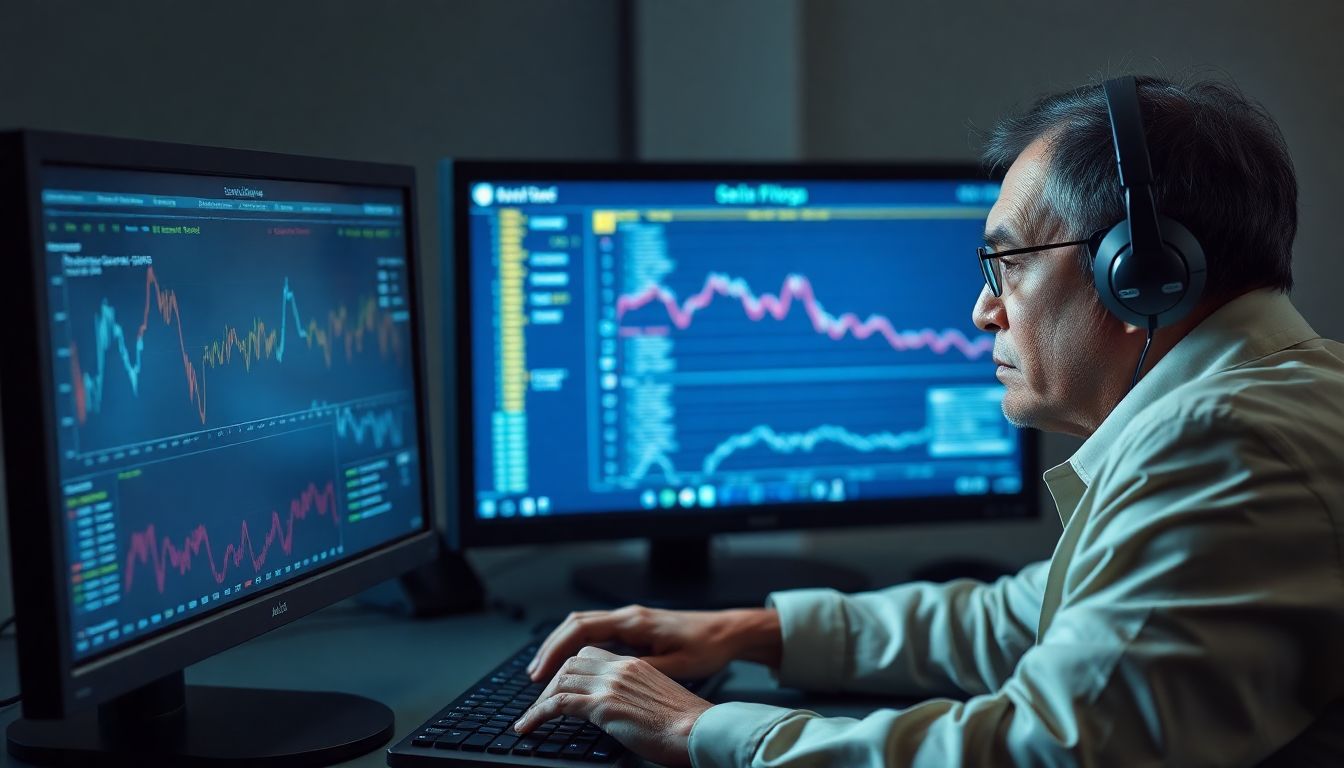 Generate an image of a seismologist studying data on a computer screen, with a worried expression, symbolizing the urgency and helplessness felt during the event.