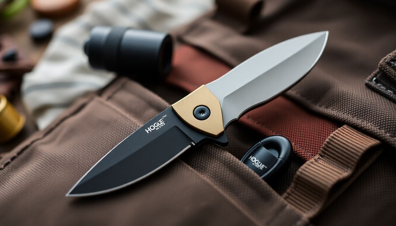 Design an image of the Hogue Knives Ritter MK1-G2 in a survival kit or pocket, showcasing its portability and durability.