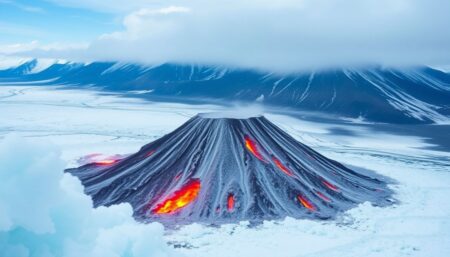 Create an engaging and informative article about how ice cores have revealed the role of a Pacific volcano in a 19th-century climate disaster. Include detailed sections on the discovery process, the impact on global climate, and the scientific methods used.