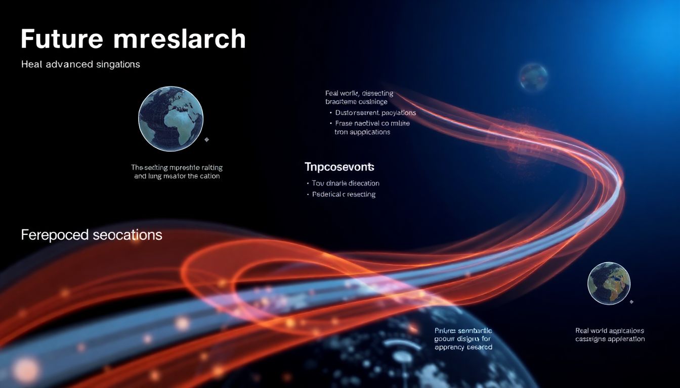 Design an image showing future research directions, including advanced simulations and real-world applications.