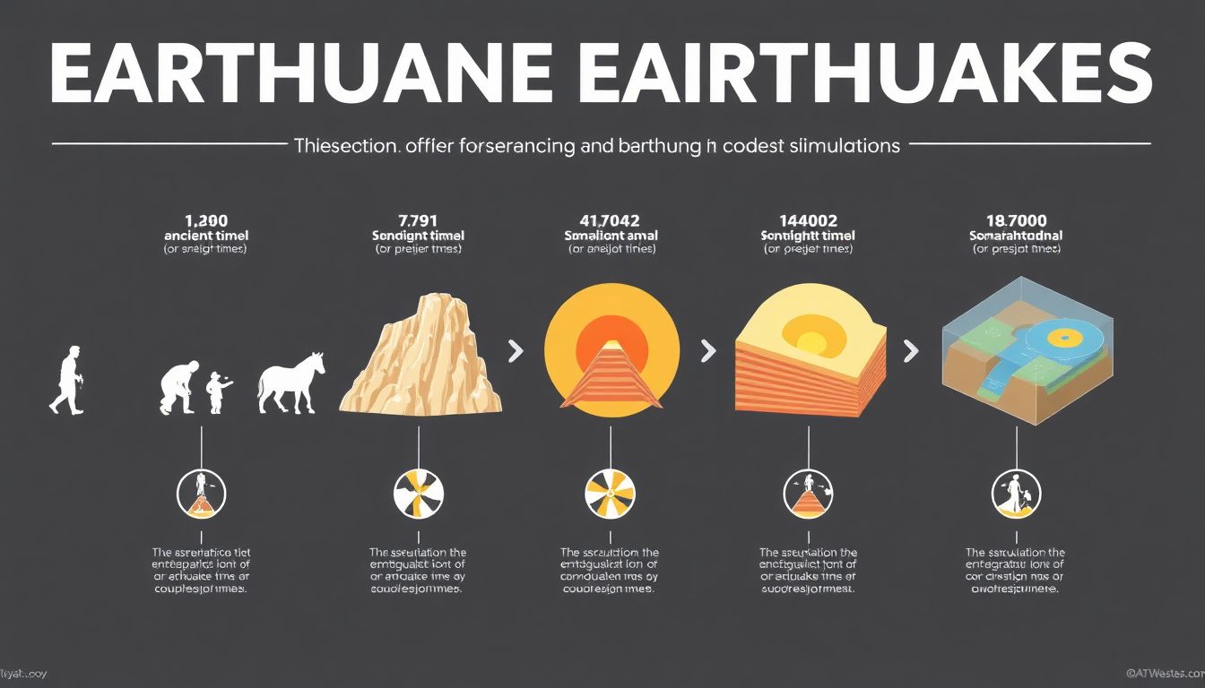 Design an infographic showing the evolution of our understanding of earthquakes, from ancient times to modern simulations.