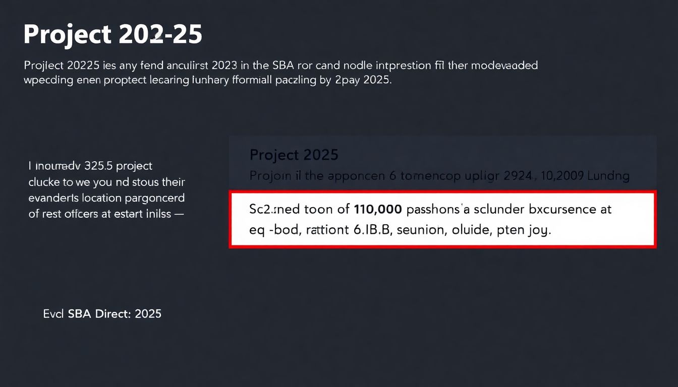 A visual representation of the Project 2025 document, highlighting the section on ending SBA direct lending.