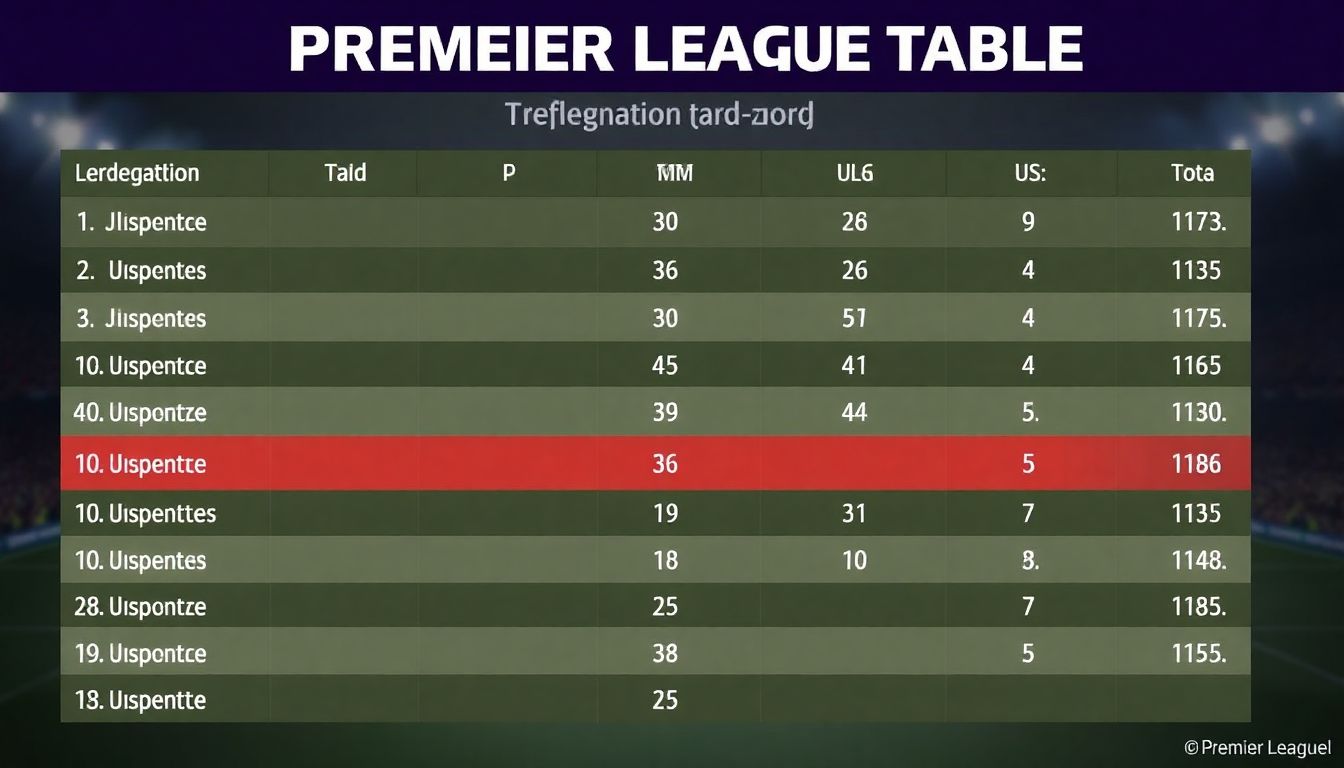 An infographic showing the current Premier League table with the three promoted teams highlighted in the relegation zone.