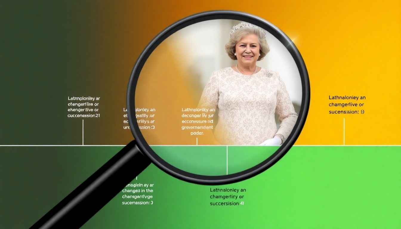 A timeline with a magnifying glass, highlighting the potential changes in the royal succession.