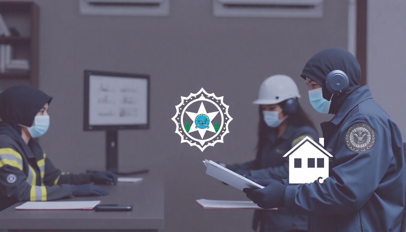 Create an image featuring emergency managers using specialized FEMA resources to prepare for cyber incidents, power outages, and disaster housing.