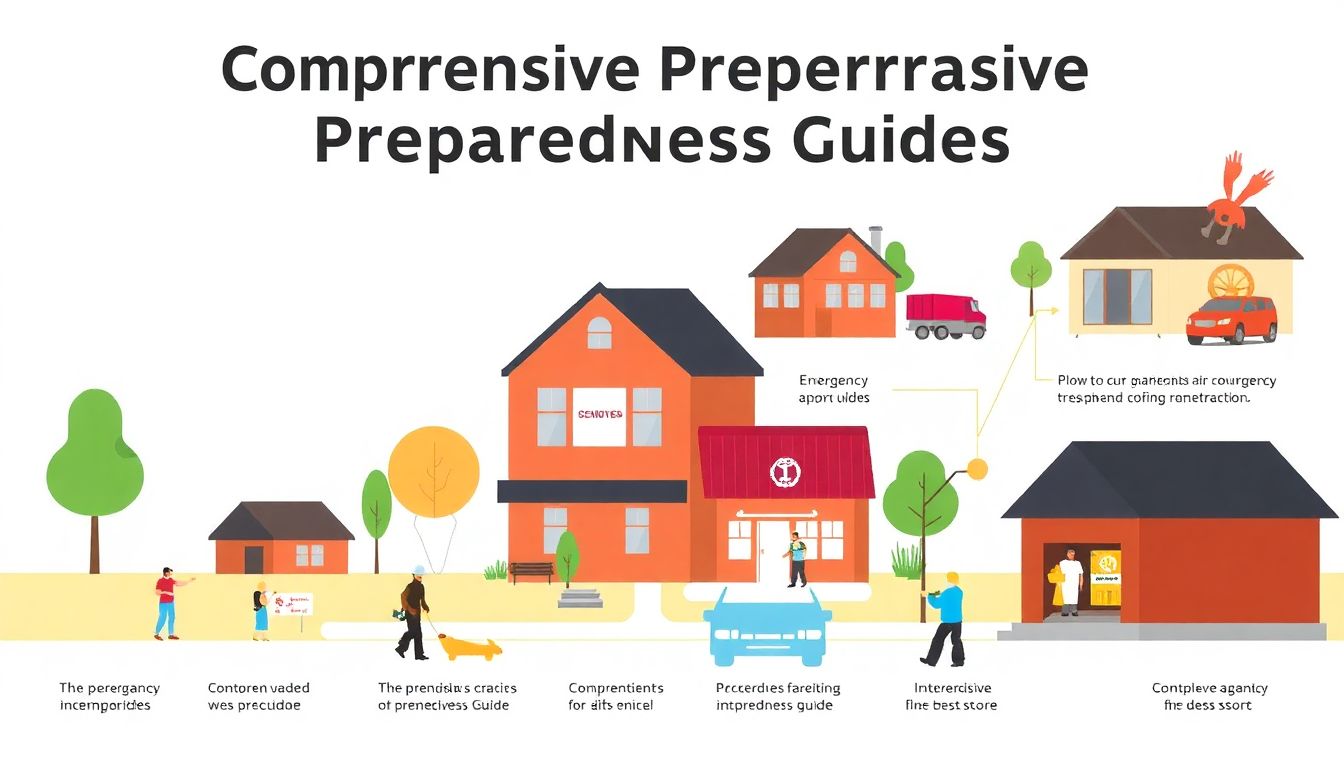 Design an illustration showcasing the implementation of Comprehensive Preparedness Guides in various emergency planning scenarios.