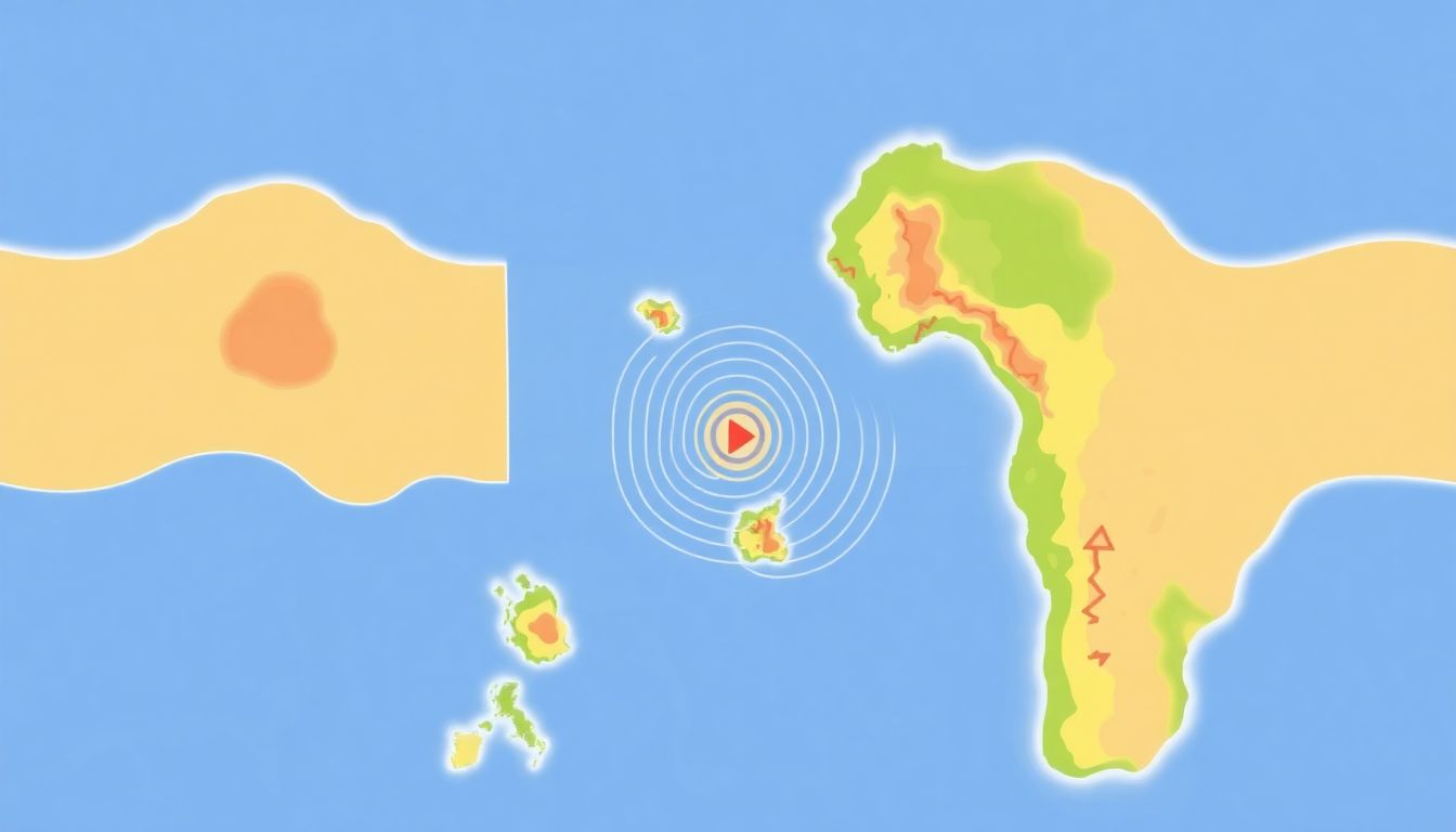 Create an illustration of the seismic activity during the earthquakes, showing the wave patterns and the affected areas.