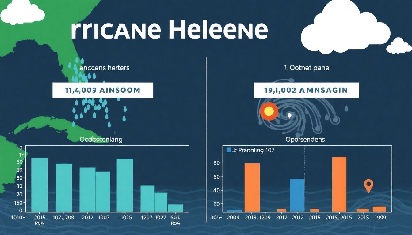 Design an infographic comparing the rainfall and flooding from Hurricane Helene with historical data, highlighting the role of climate change.