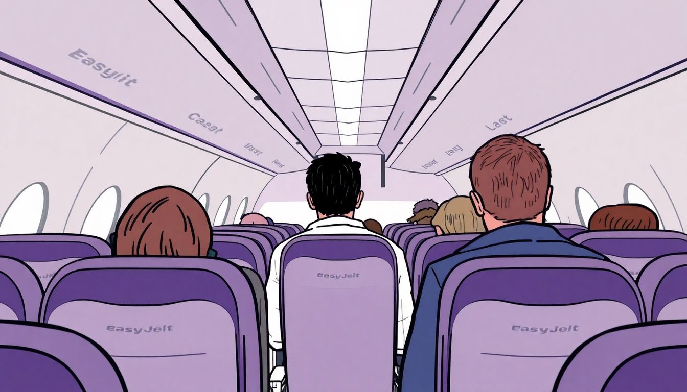 Illustrate the initial calm atmosphere on the EasyJet flight before the incident.