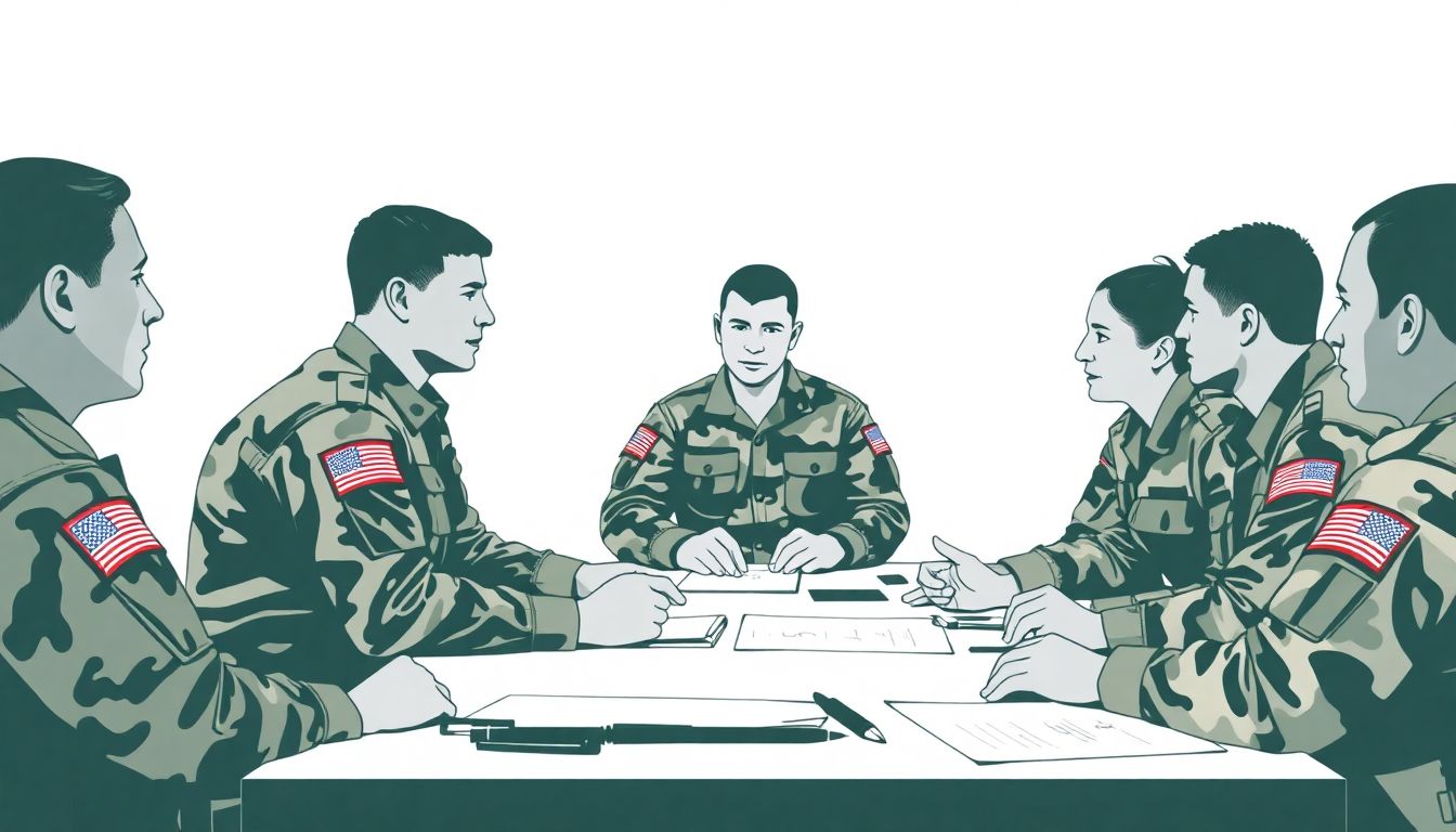 Generate an image of a debriefing session with National Guard members discussing the exercise and planning for future improvements.