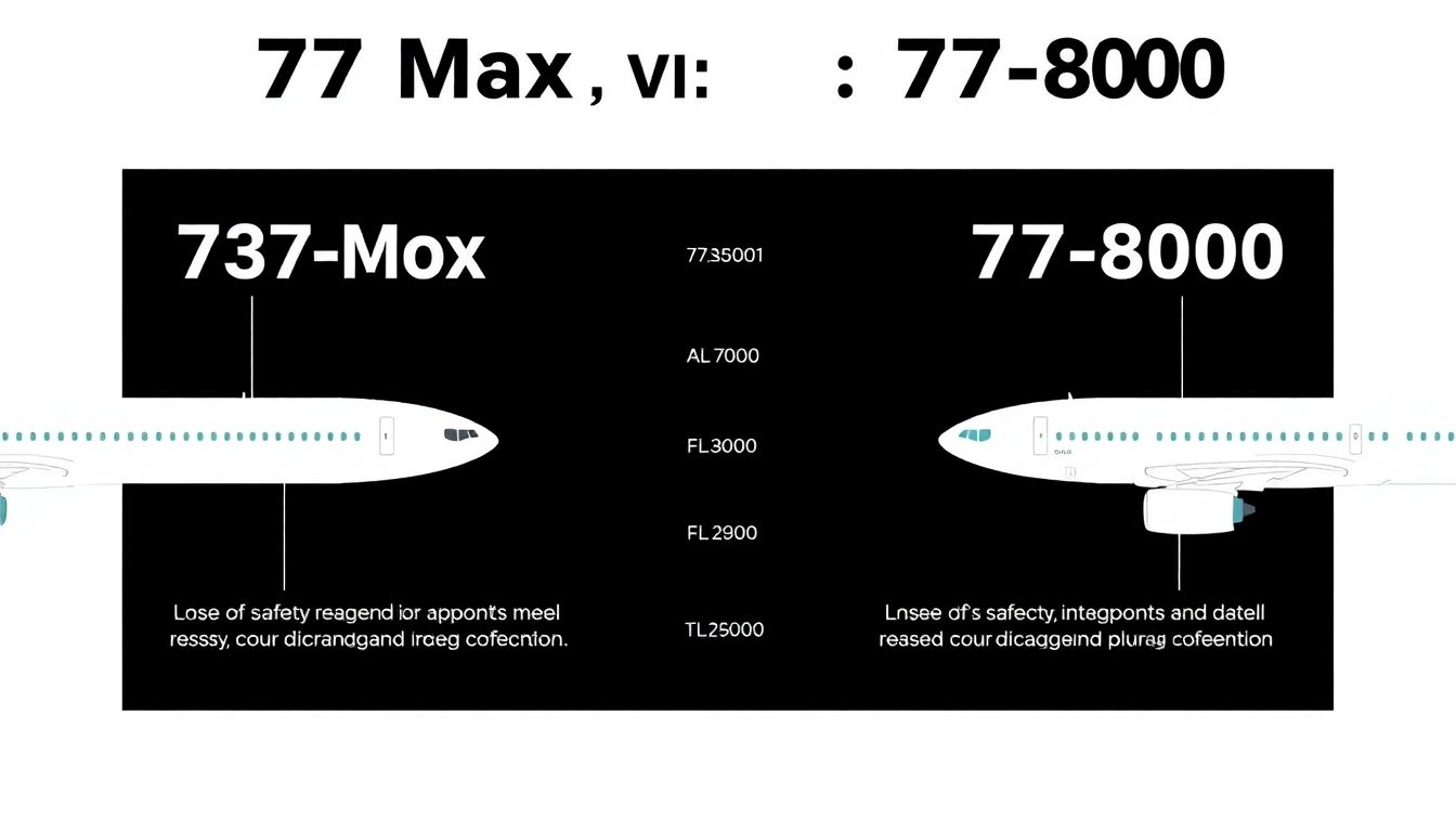 Create a visual comparison of the 737 Max and the 737-800, highlighting their differences and the safety records of each model.