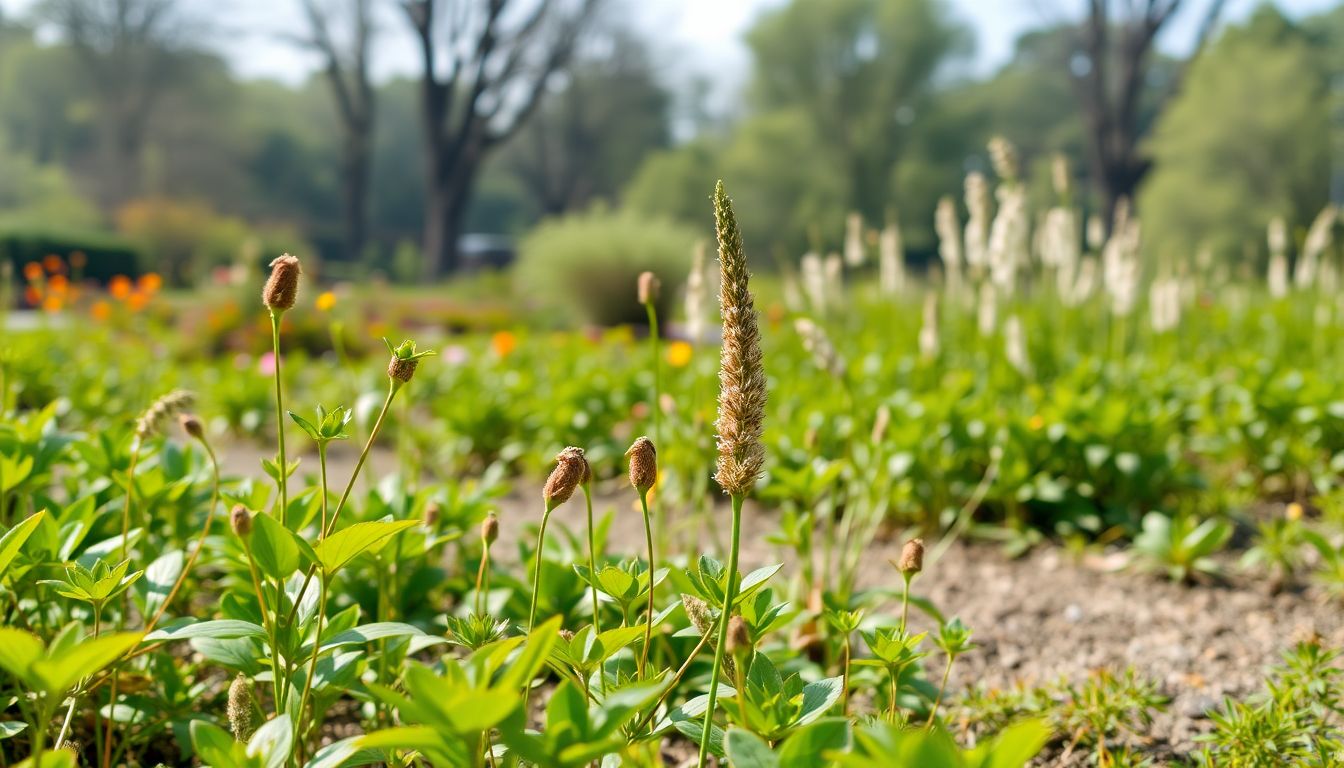 A serene image of the garden showing new growth and wildlife returning, symbolizing the park's rebirth after the fire.