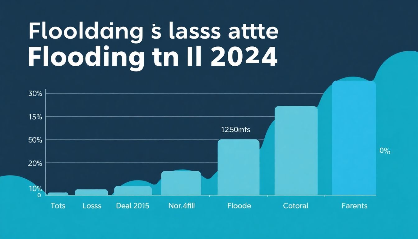 Design an infographic showing the percentage of total losses attributed to flooding in 2024 compared to other natural catastrophes.