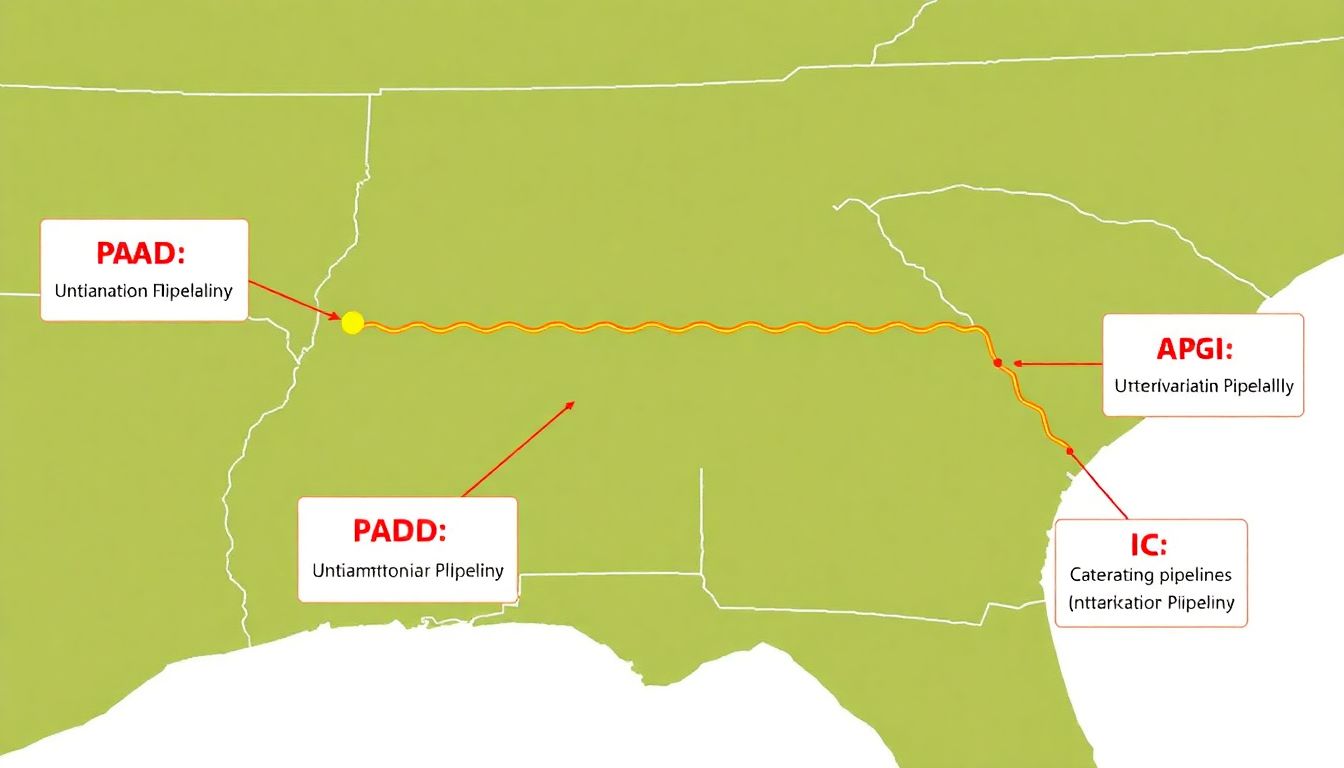 A map showing the different PADDs and the key pipelines that connect them, with a focus on the Colonial Pipeline.